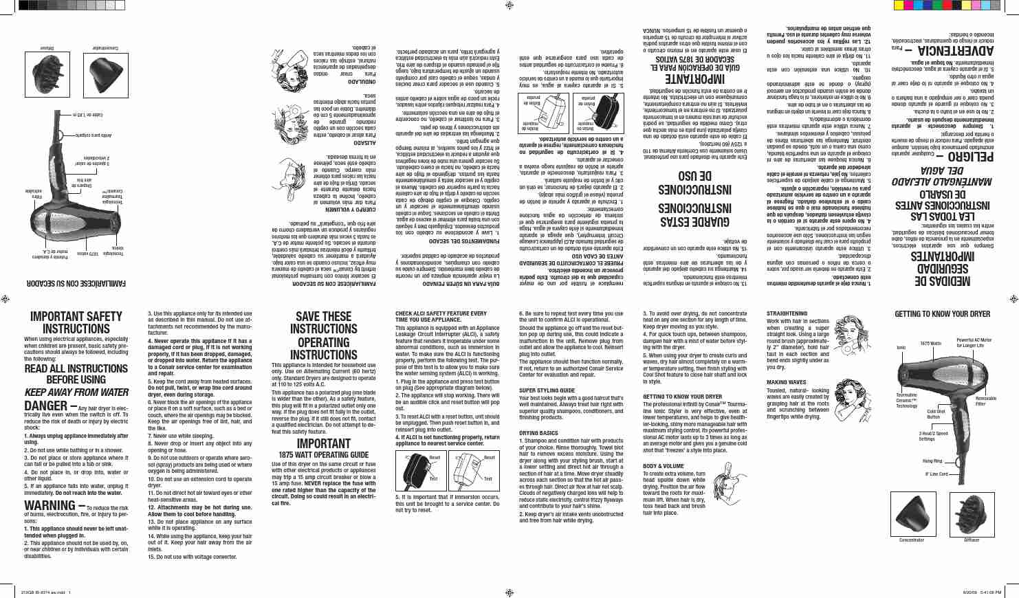 Conair Hair Dryer Model 213-page_pdf